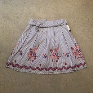 Navy, Red, & White Floral Skirt